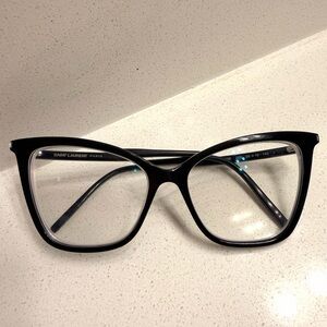Saint Laurent Black Cat Eye Eyeglasses Frame YSL Designer RX Glasses